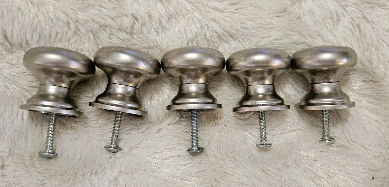 Set of 5 Liberty Brushed Nickel Cabinet Knobs Drawer Pulls 1.5" Diam.