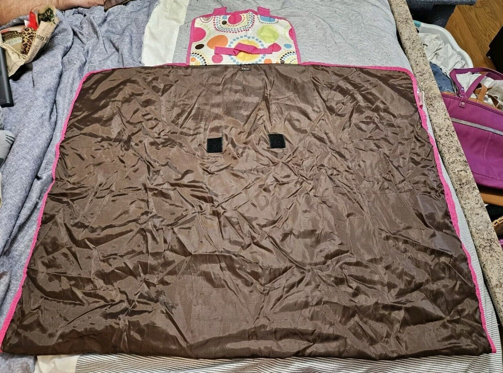Thirty-One Circle Spirals Nylon & Fleece Around Town Blanket Roll-Up Very Nice!