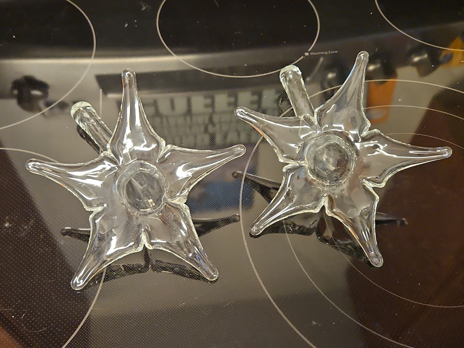 Vintage Pair Of 2 Hamon Glass Hand Blown Glass Lay Down Flower Bud Vases