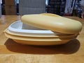 Vintage Tupperware Microwave Steamer #1273 Harvest Gold 3 Piece Set