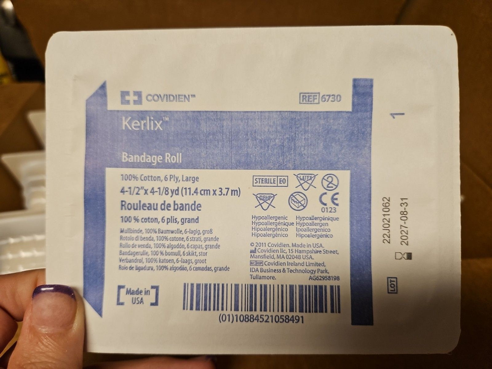 Case Of 12 Covidien Kerlix Bandage Roll 4.5" X 4 1/8 Yd 100% Cotton Gauze New