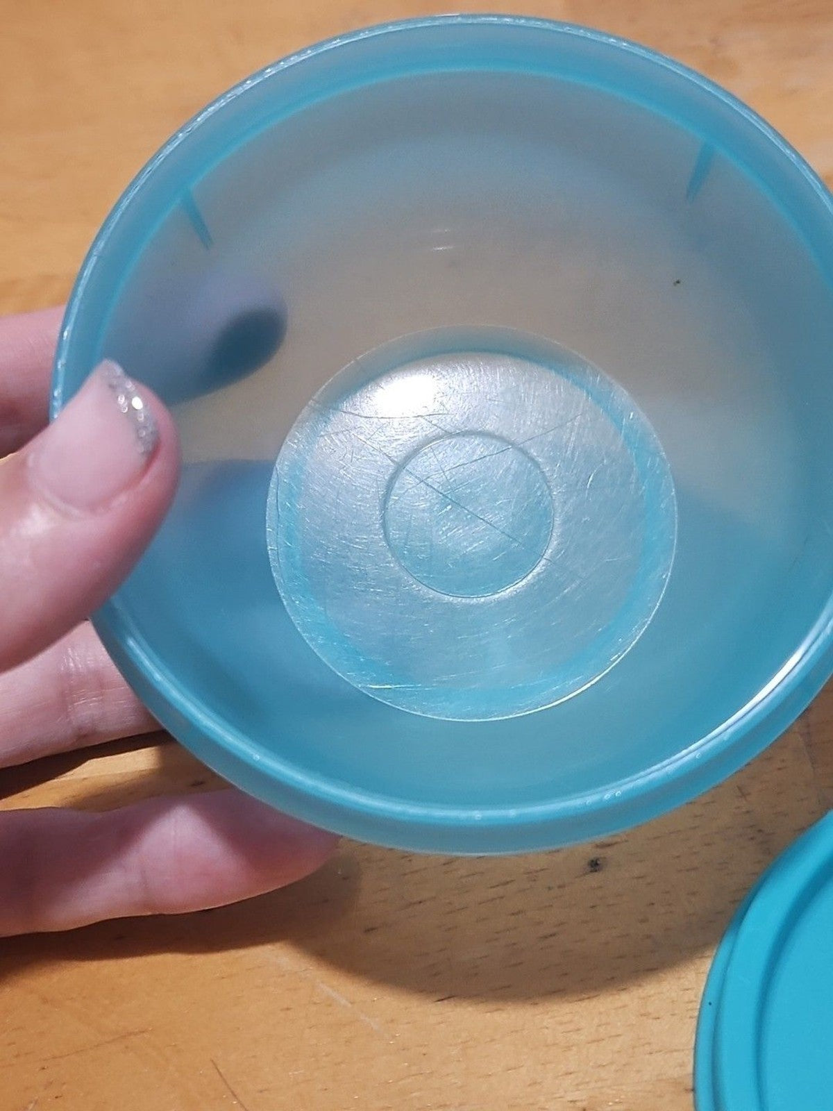 Set of 2 Tupperware Snack Bowls Turquoise #1403 With Lids #733 EUC