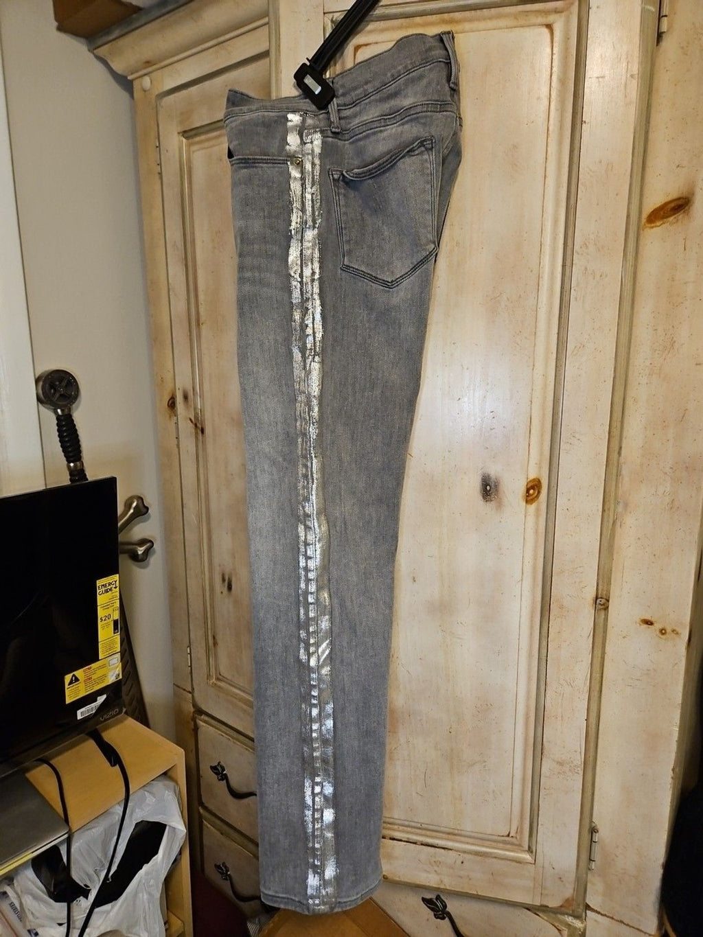 Frame Le High Straight Field Foil Tux Gray Womens Ankle Jeans Sz 25