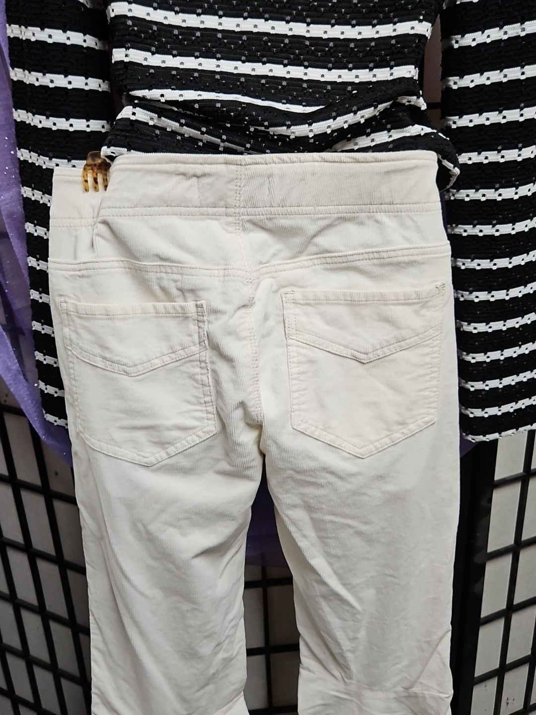 NWT Free People White Corduroy Bell Bottom Flare Jeans Pants Side Zip Sz 27
