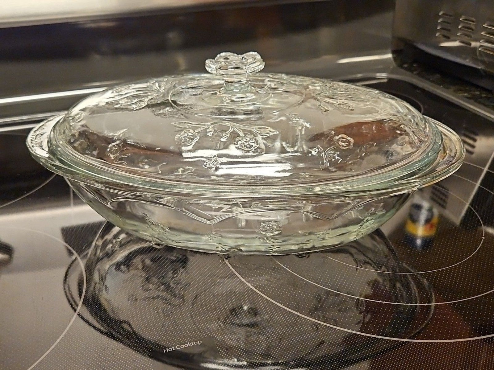 Vintage 90s Anchor Hocking Savannah Floral Glass 2 Qt Casserole Dish W Lid
