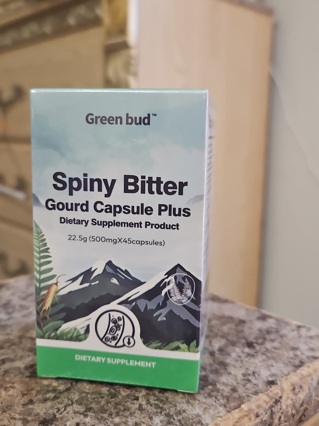 NIP Green bud Spiny Bitter Gourd Capsule Plus Dietary Supplement 500mg 45 Caps