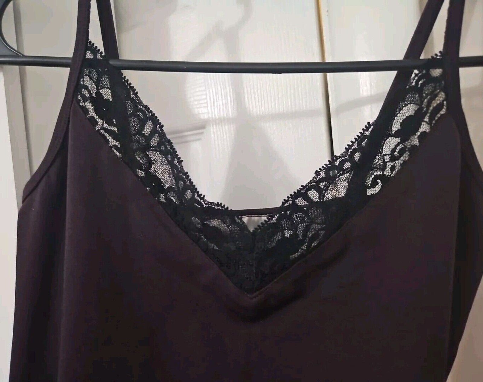 Currants Y2K Purple  and Black Lace V Neck Cami Top Juniors Size M