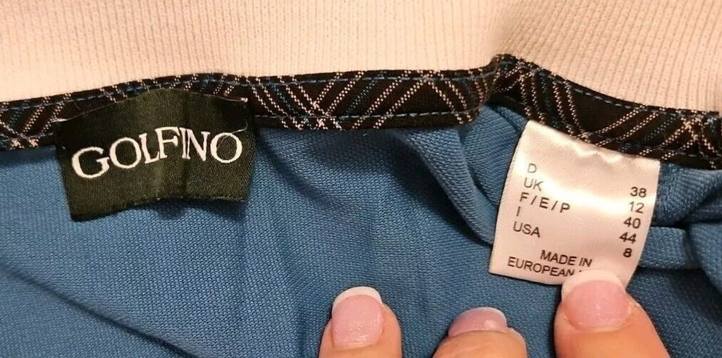 GOLFINO Womens Size 8 Teal W/ White Collar 3/4 Sleeve Polo Shirt Golf