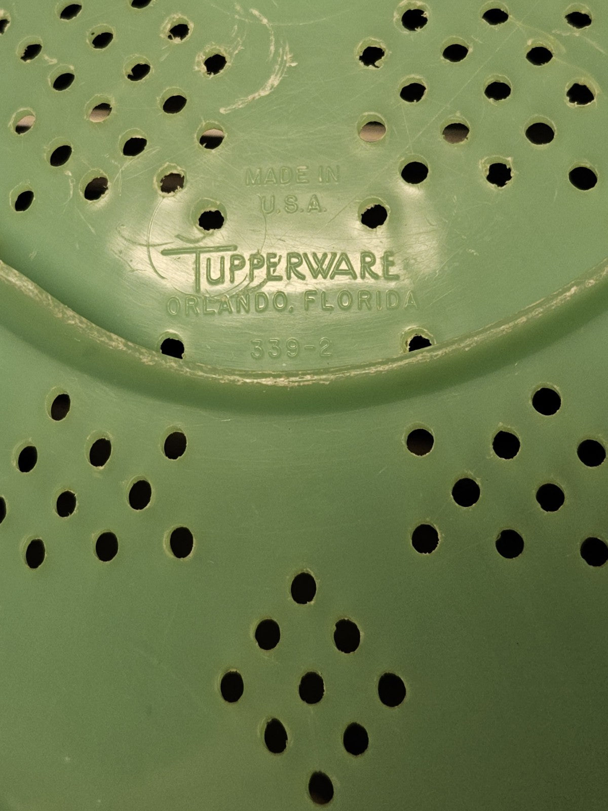 Vintage Tupperware Jadeite Green 9'' Pasta Strainer Colander W Lid #339 & #516