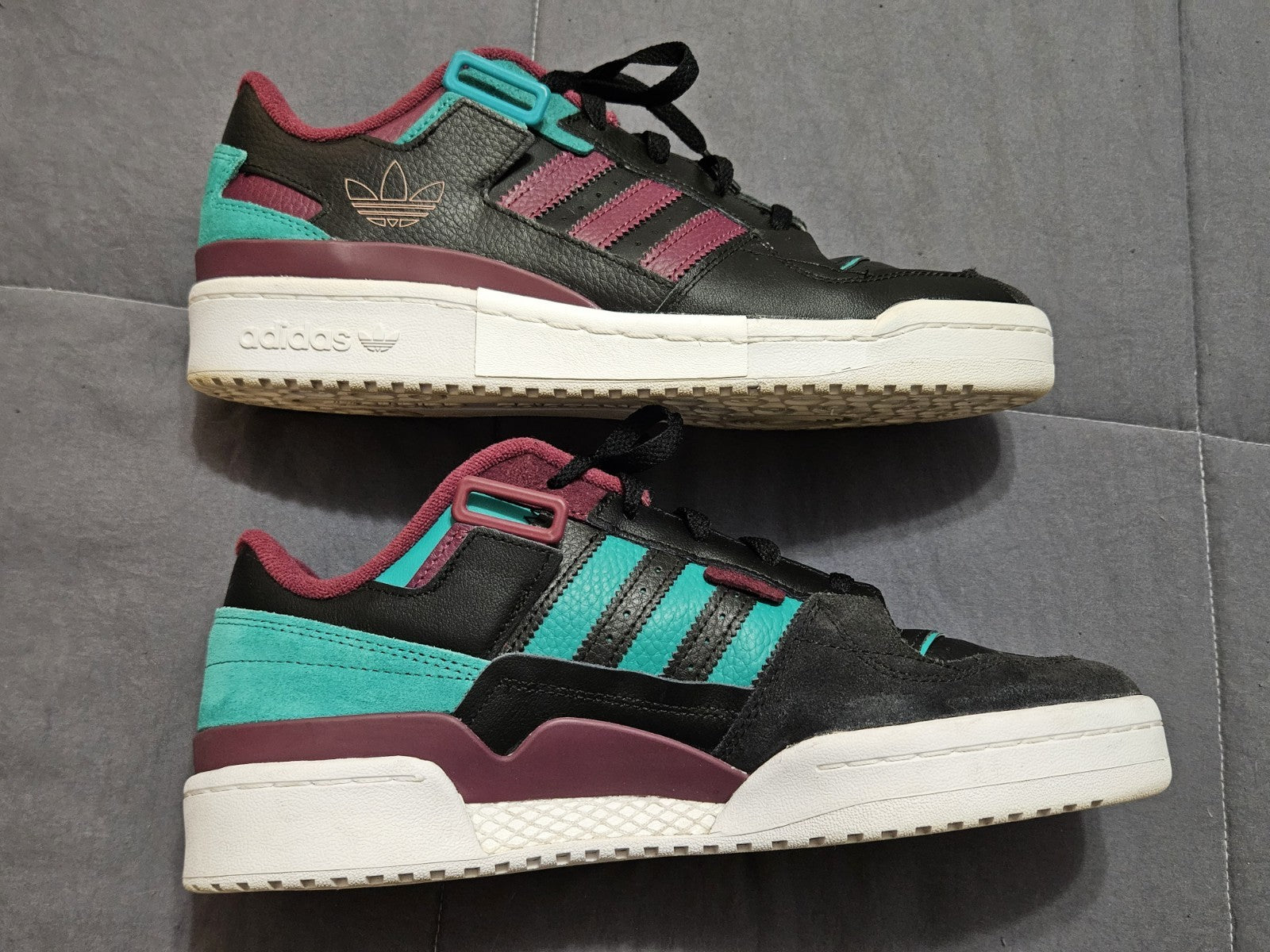 Adidas Forum Exhibit Low Black Victory Crimson Glory Green Sneakers Sz 10.5