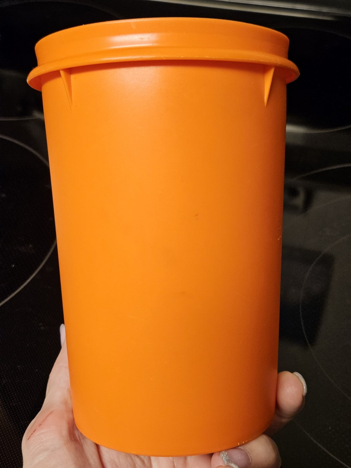 Vintage Tupperware 321 Orange Handolier Drink Container Flip Top Pour Spout Lid