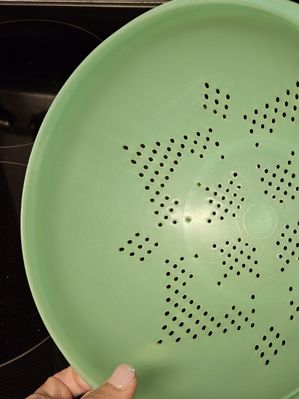 Vintage Tupperware Jadeite Green 9'' Pasta Strainer Colander W Lid #339 & #516