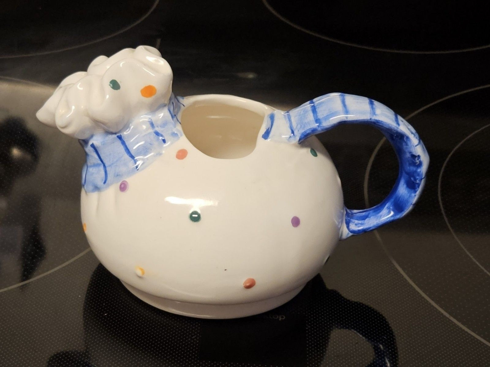 Vintage Himark Blue & White Colored Polka Dot Creamer, Small Tea Pot