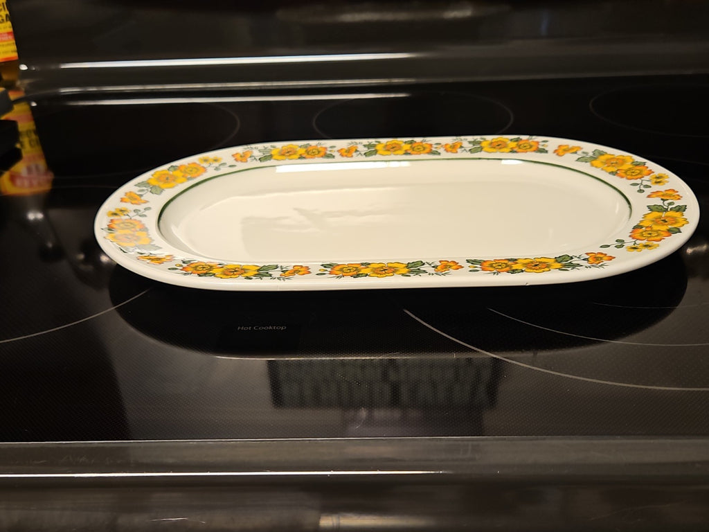 Vintage Villeroy & Boch Cottage Platter  13” x 8” Yellow And Orange Flowers EUC