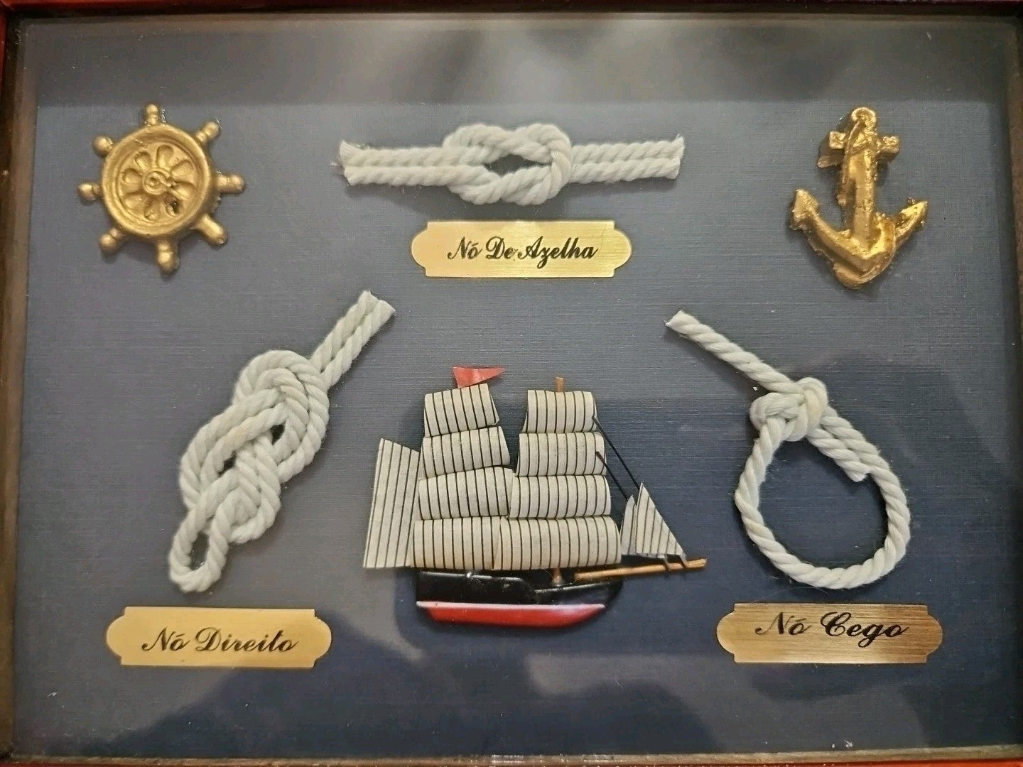 Vintage Sailor's Nautical Knot Wooden Frame Shadow Box 8" X 6"