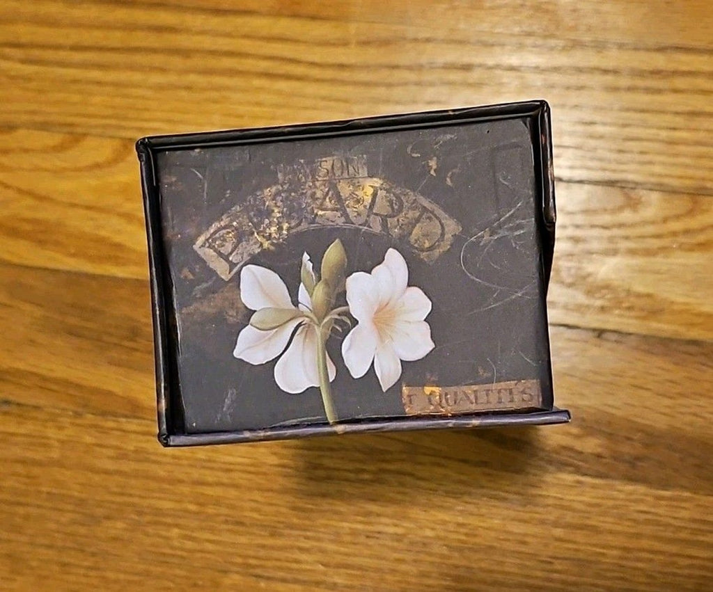Elegant Storage Box Black Jardin De Paris With White Lilies apprx 10.5x3.75x2.75
