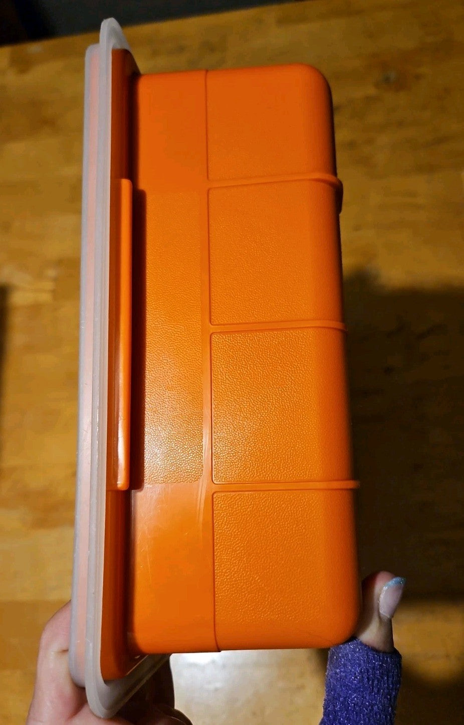 Vintage Tupperware Tuppercraft Orange #1421 Craft Storage Box W/ Lid & 2 Inserts