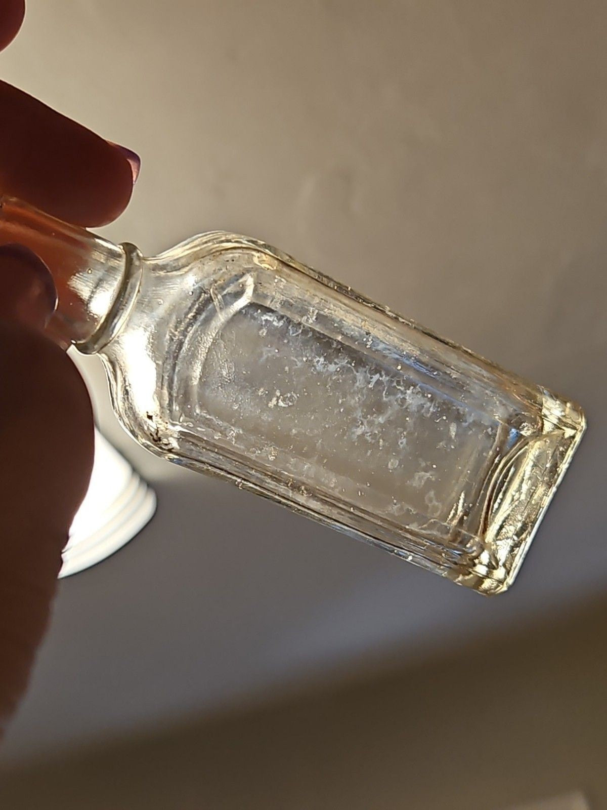 Set Of 2 Antique Medicine Bottles 5.5" & 4.75" Clear Aqua & Grey EUC