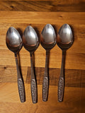 Lot Of 4 Vintage CustomCraft Stainless Steel Spoons CUS10 Rose Design Tablespoon