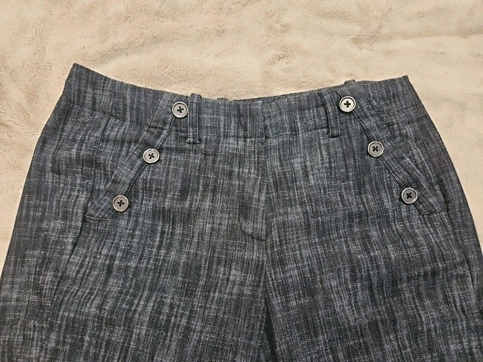 Sandro Bermuda Shorts Womens 8 Dark Gray Button Detail Pockets