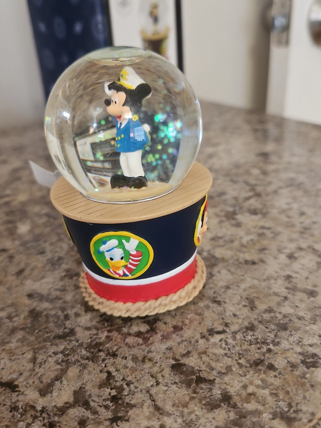 NIB Disney Cruise Line Captain Mickey Mouse Snow Globe Nautical Character Base