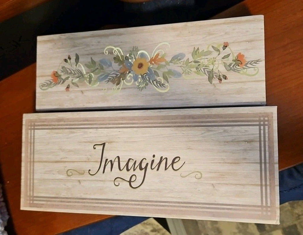 2 Elegant Storage Box Set Inspirational Dream Imagine Theme Gold Accents