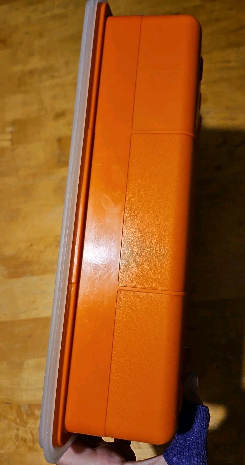 Vintage Tupperware Tuppercraft Orange #1421 Craft Storage Box W/ Lid & 2 Inserts
