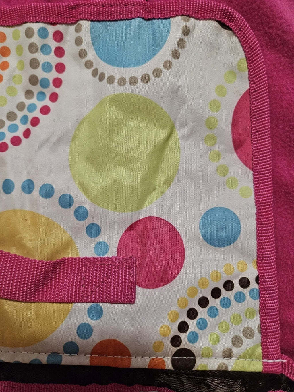 Thirty-One Circle Spirals Nylon & Fleece Around Town Blanket Roll-Up Very Nice!