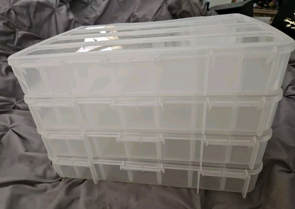 Lot 4 Lrg Adjustable Compartment Craft Storage Box with Handle by Bead Landing™