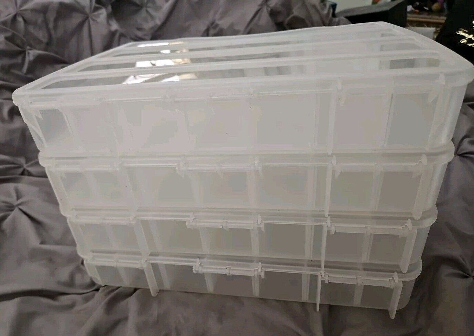Lot 4 Lrg Adjustable Compartment Craft Storage Box with Handle by Bead Landing™