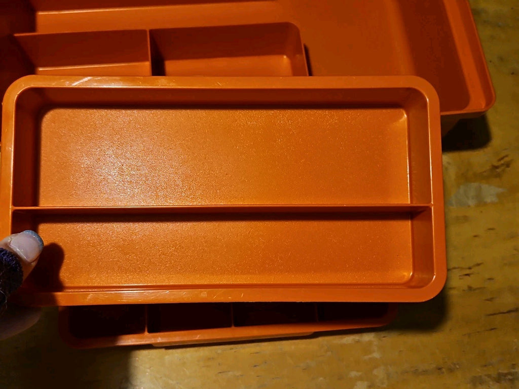 Vintage Tupperware Tuppercraft Orange #1421 Craft Storage Box W/ Lid & 2 Inserts