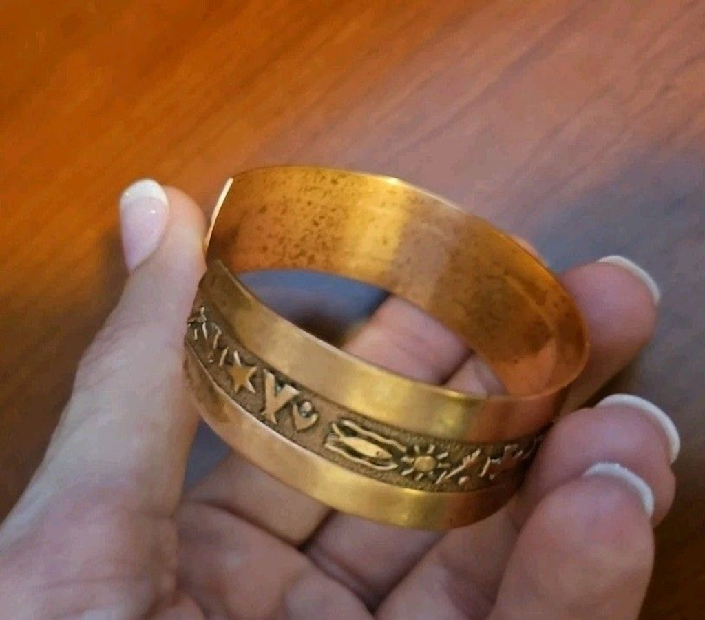 Vintage 90's Copper Native American Southwestern Style Cuff Bracelet, 5.25in