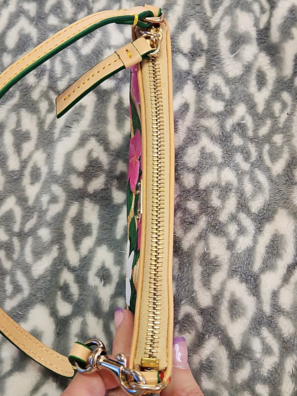 Dooney & Bourke Pink And White Tropical Pansies & Hibiscus Basketweave Wristlet