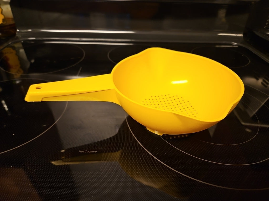 Vintage Yellow Tupperware Small 1 Quart Colander Strainer #1200