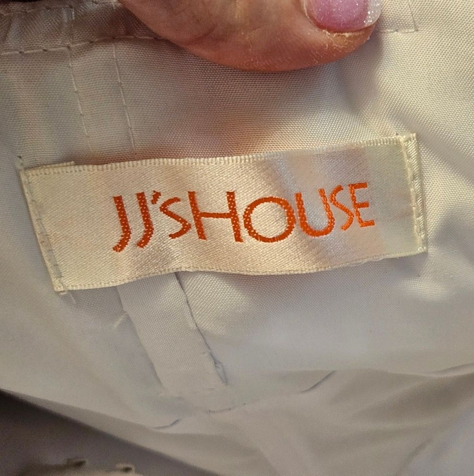 NWT Tea Length JJs House White Wedding Dress Black Accent Waist Detail Size 14