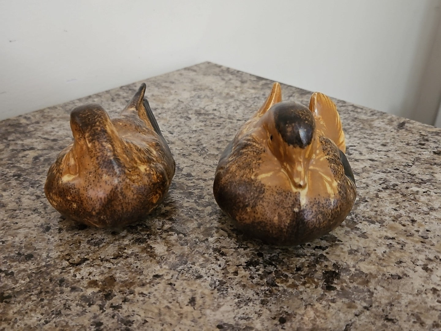 Vintage Andrea by Sadek Brown Black Sitting Doves Birds Ducks Figurines Set of 2