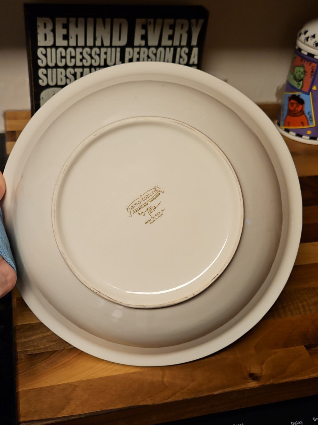 Temp-Tations By Tara Old World Green 4 Qt Stoneware Mixing Serving Bowl 12" EUC