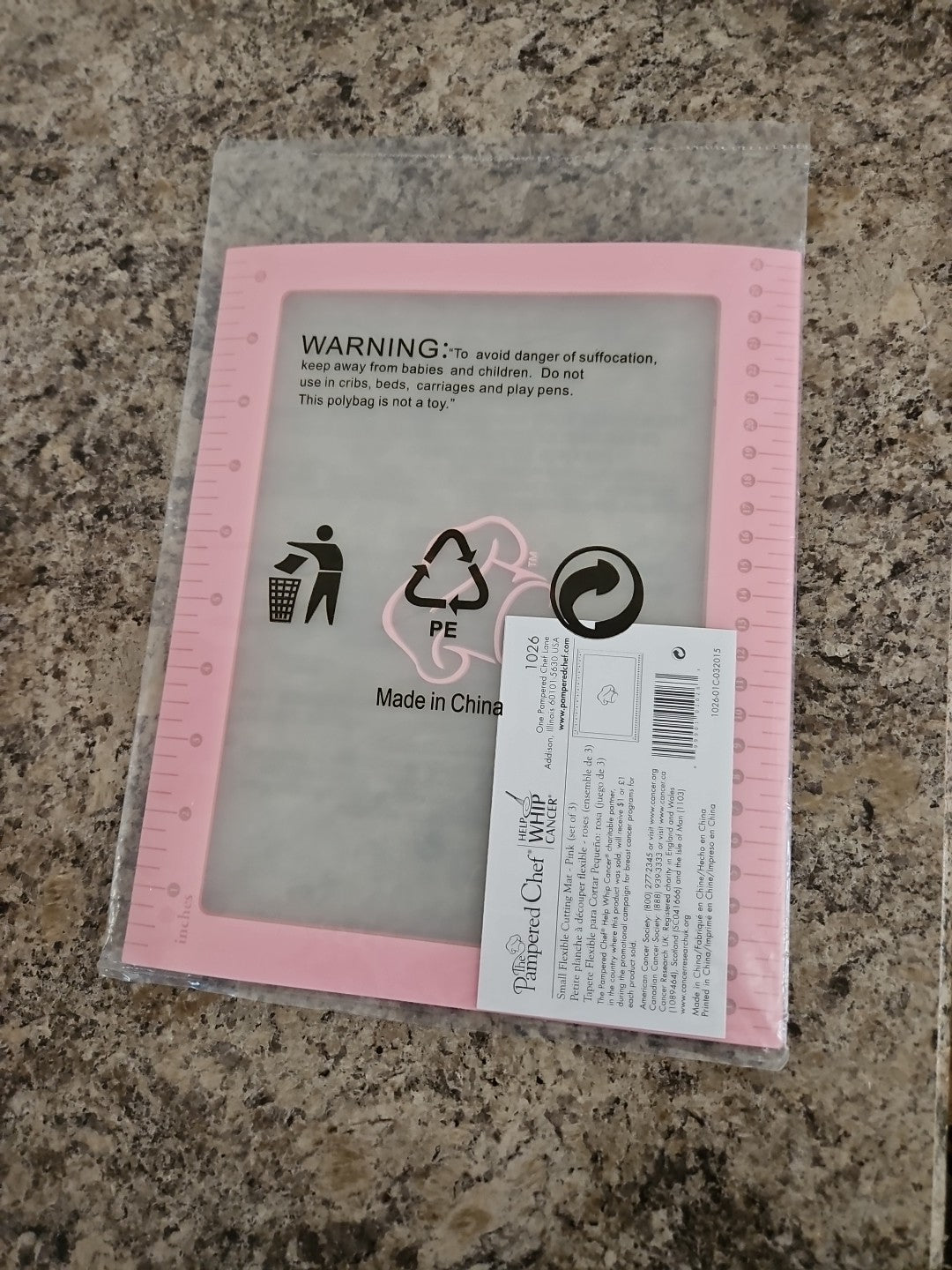 NIP Set Of 3 Pampered Chef Pink Whip Cancer Flexible Small Cutting Mats