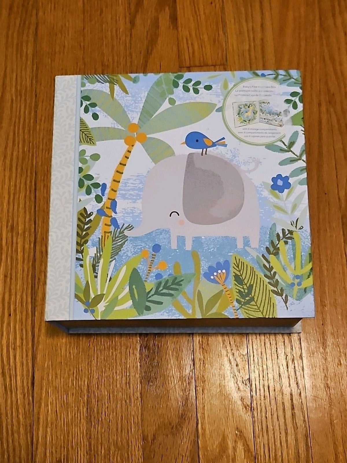 Lady Jayne Ltd Baby's First Keepsake Box Blue & Green Elephant Theme