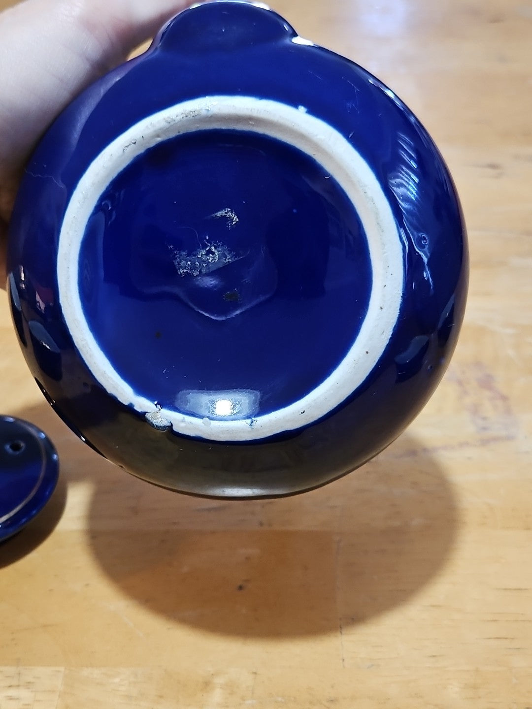 Vintage Japanese Cobalt Blue Tea Set With Gold Peacock Design - Teapot W/ 4 Cups
