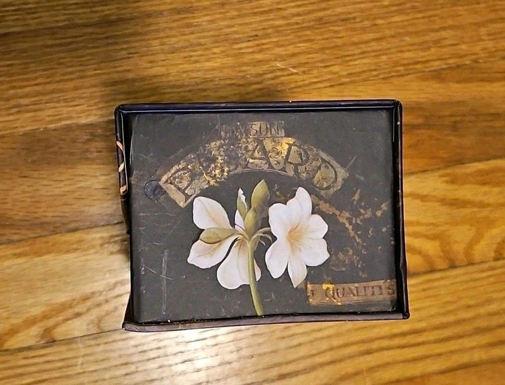 Elegant Storage Box Black Jardin De Paris With White Lilies apprx 10.5x3.75x2.75