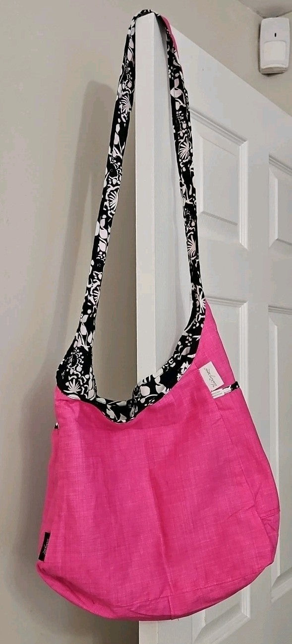 Thirty One Reversible Black Floral Brushstrokes Inside Out Reversible Tote Bag