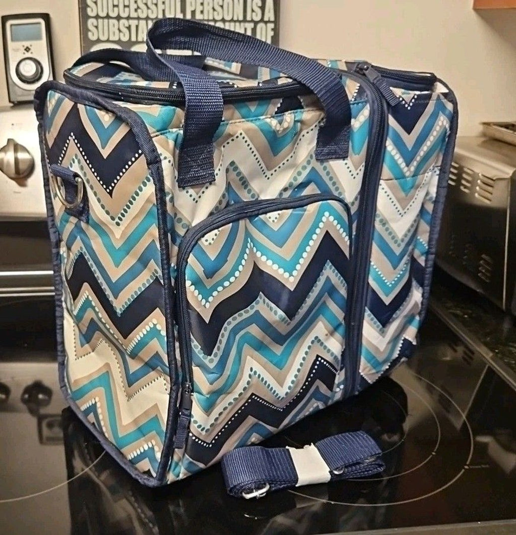Thirty One Thermal On The Double Set In Teal & Blue Dotty Chevron EUC - Clean!
