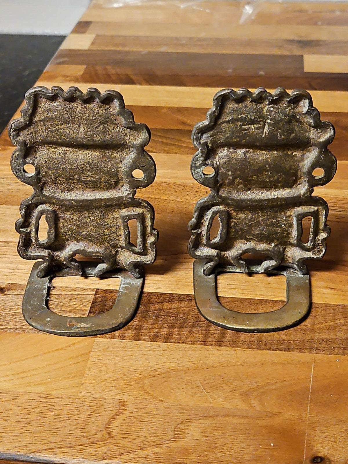 Vintage MCM Mesoamerican Mayan Deity Aztec Warrior Style Brass Bookends