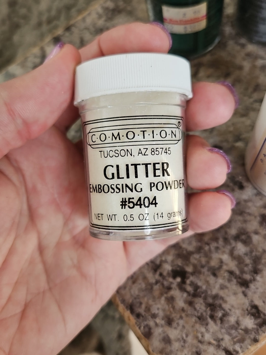 Lot Of 3 New Comotion Embossing Powders .6 oz - Silver, Green & Glitter Plus Ink