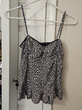 RetroStar Floral Print Ruched Tank Top, Black & White Sz S / M NWT