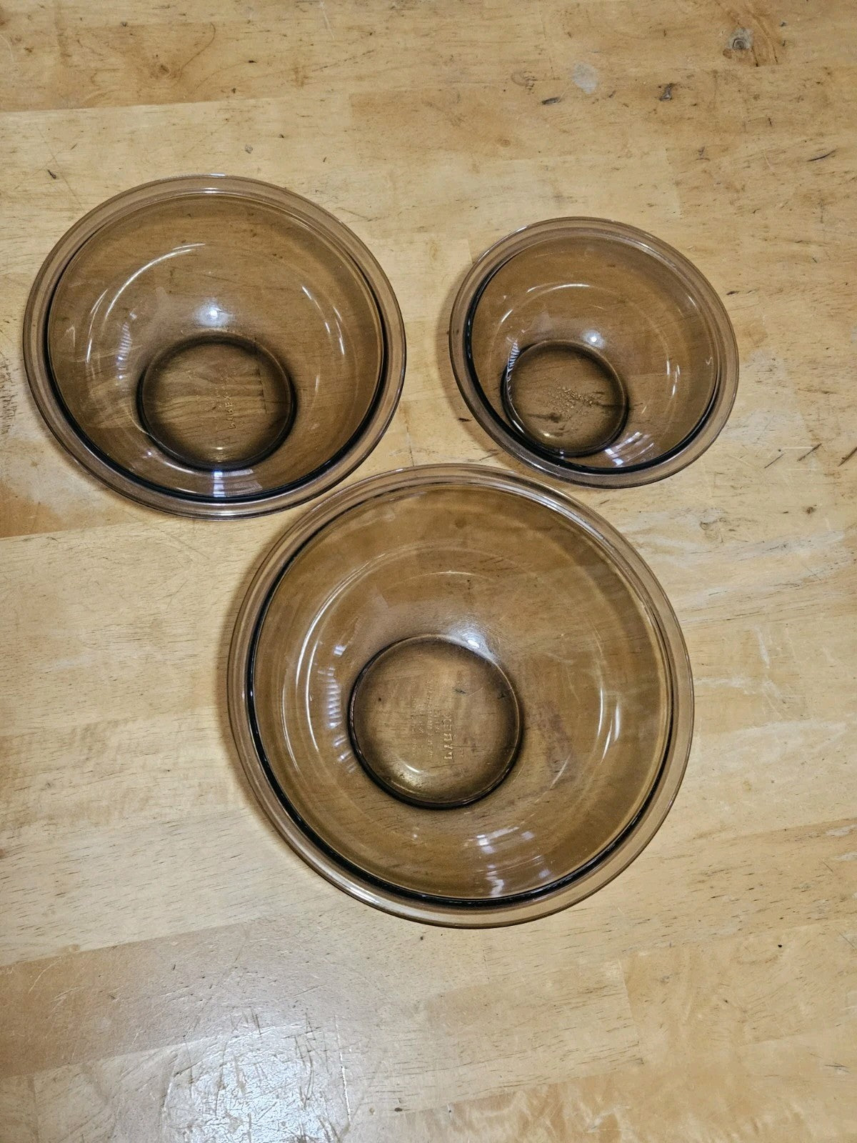Vintage Pyrex Fireside Brown Nesting Mixing Bowls Set Of 3 #322, #323, #325