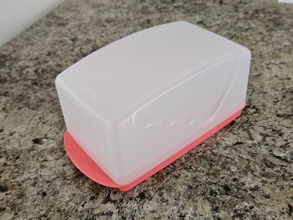 Tupperware Large Butter Dish 1 Pound Size #3391A Pink W Sheer Lid NWOT