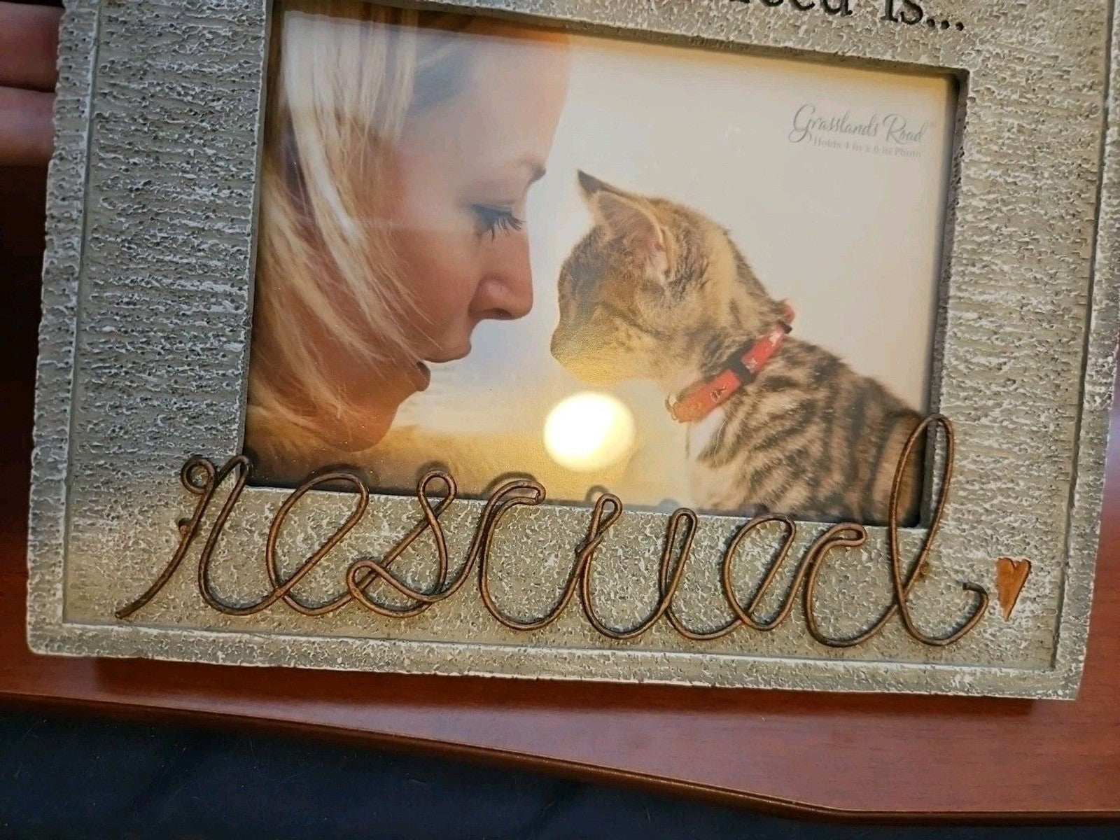New - My Favorite Breed Is Rescued Dog Cat Pet Picture Frame For 4 X 6 Photo