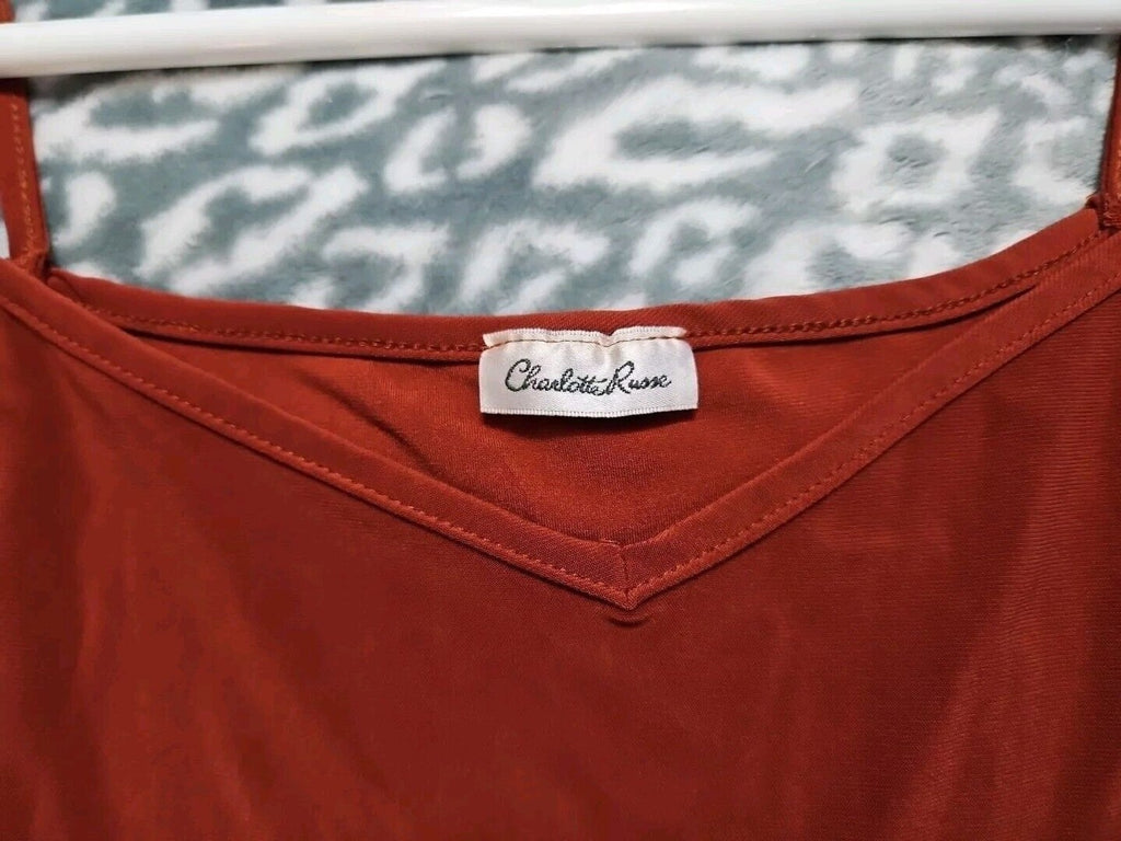 Y2K Charlotte Russe Off Shoulder Tie Sleeve Burnt Orange Top Size S